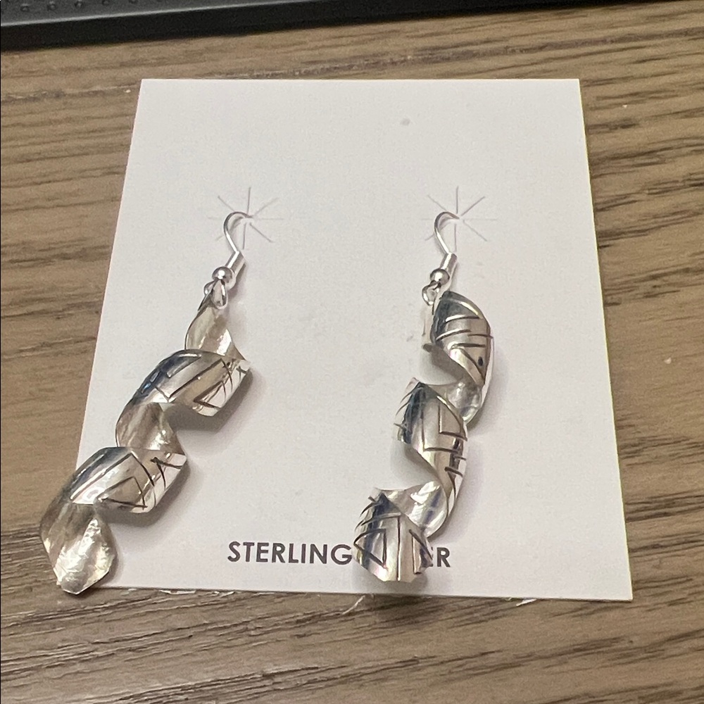 Handmade Navajo Spiral Earrings Sterling Silver